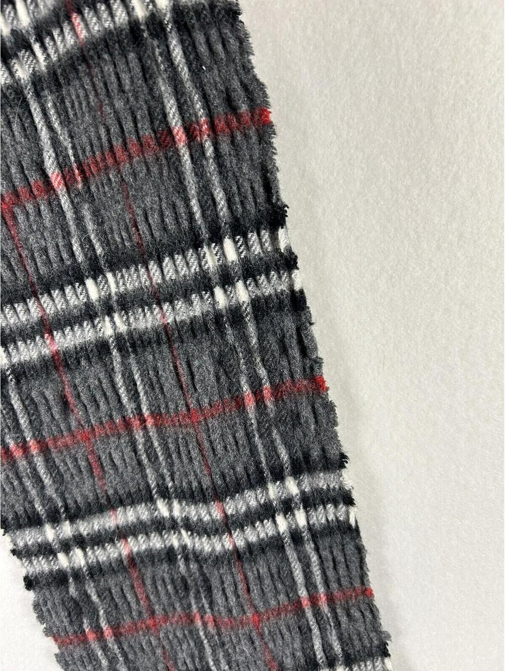Burberry London Gray Plaid Wool Cashmere Fringe Scarf - Picture 4 of 9